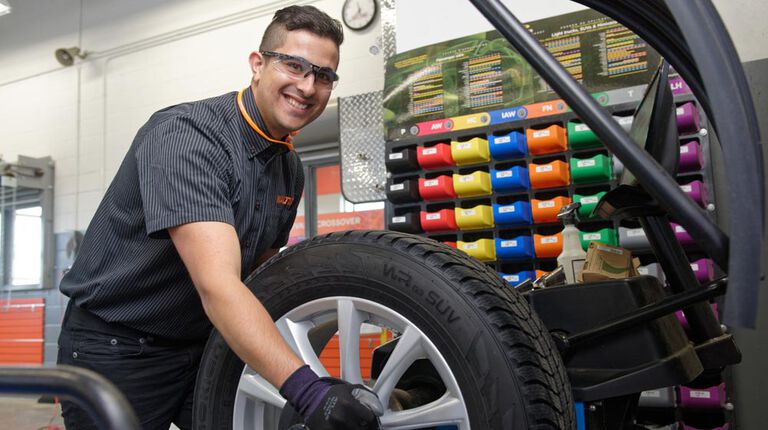 Tire on a balancing machine
